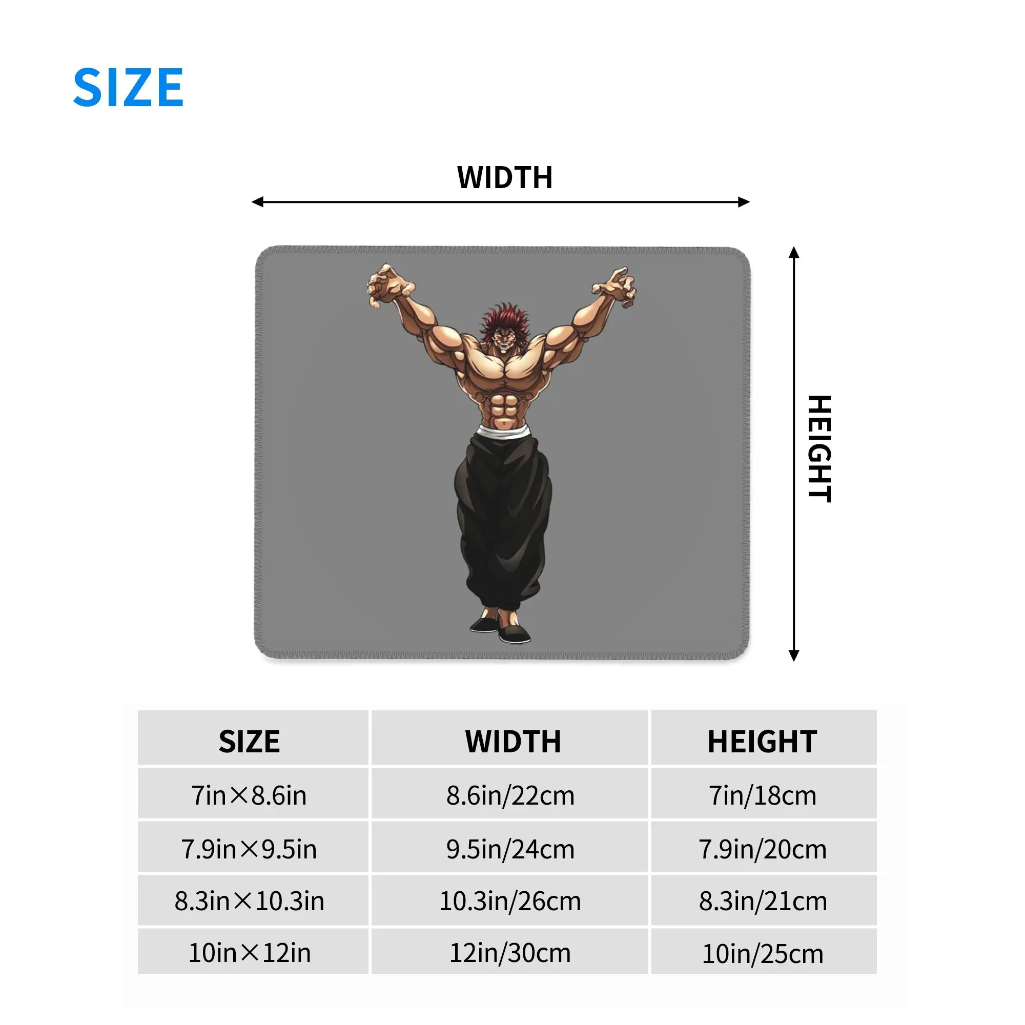Yujiro Baki Hanma Grappler Fight Mouse Pad Computer Keyboard Mouse Mat Gaming PC Laptop Desk Mat Office Accessories Table Mats