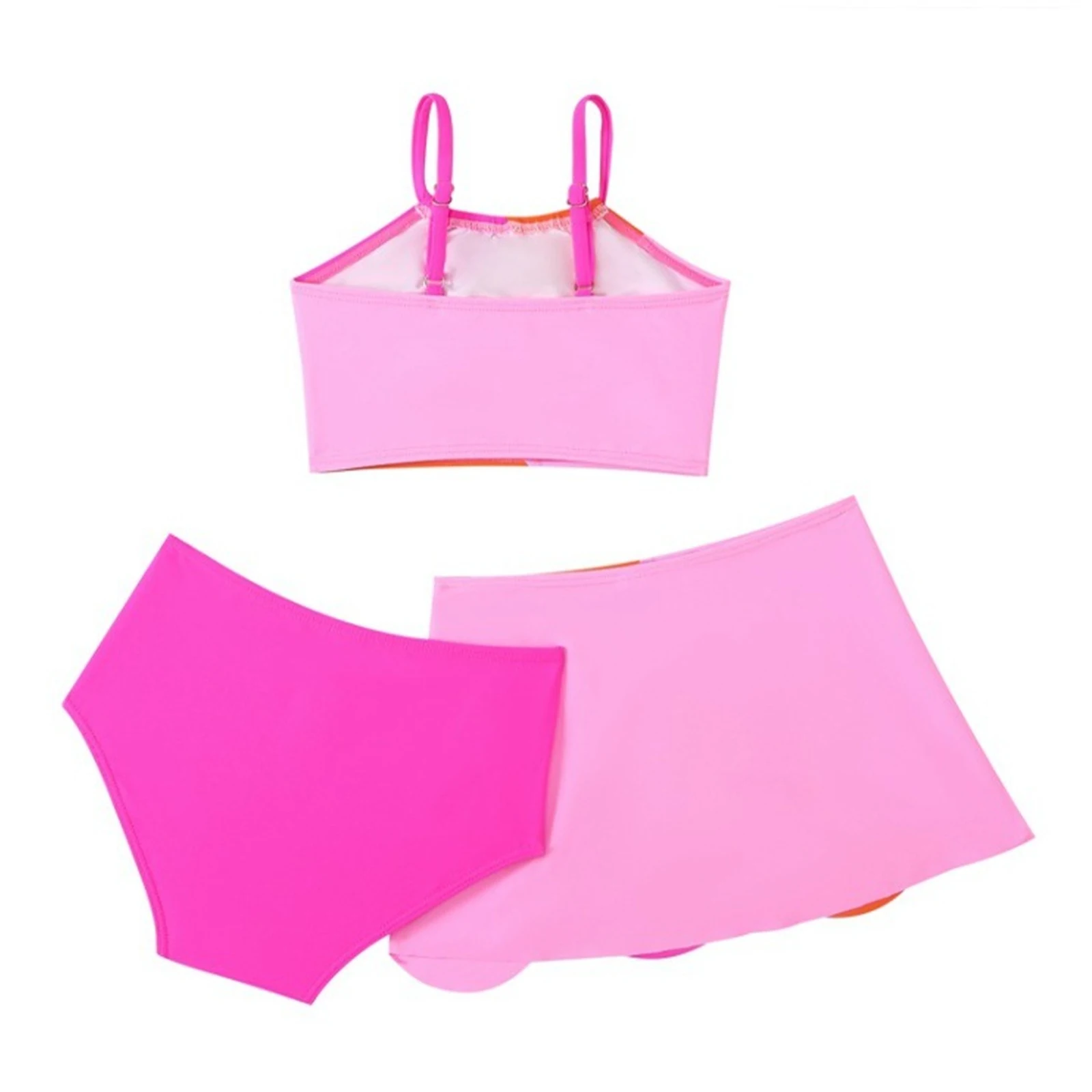 Kids Girls 3 Pieces Swimsuit Beachwear Swim Tank Top Swim Skirt and Briefs Set Swimwear Color Contrast Swimming Bathing Suits