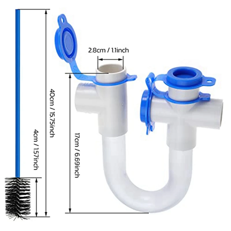 Trampa de condensado estándar ABKO-3/4 pulgadas con cepillo de limpieza de 16 pulgadas, trampa en U transparente de PVC para sistemas HVAC, aire acondicionado