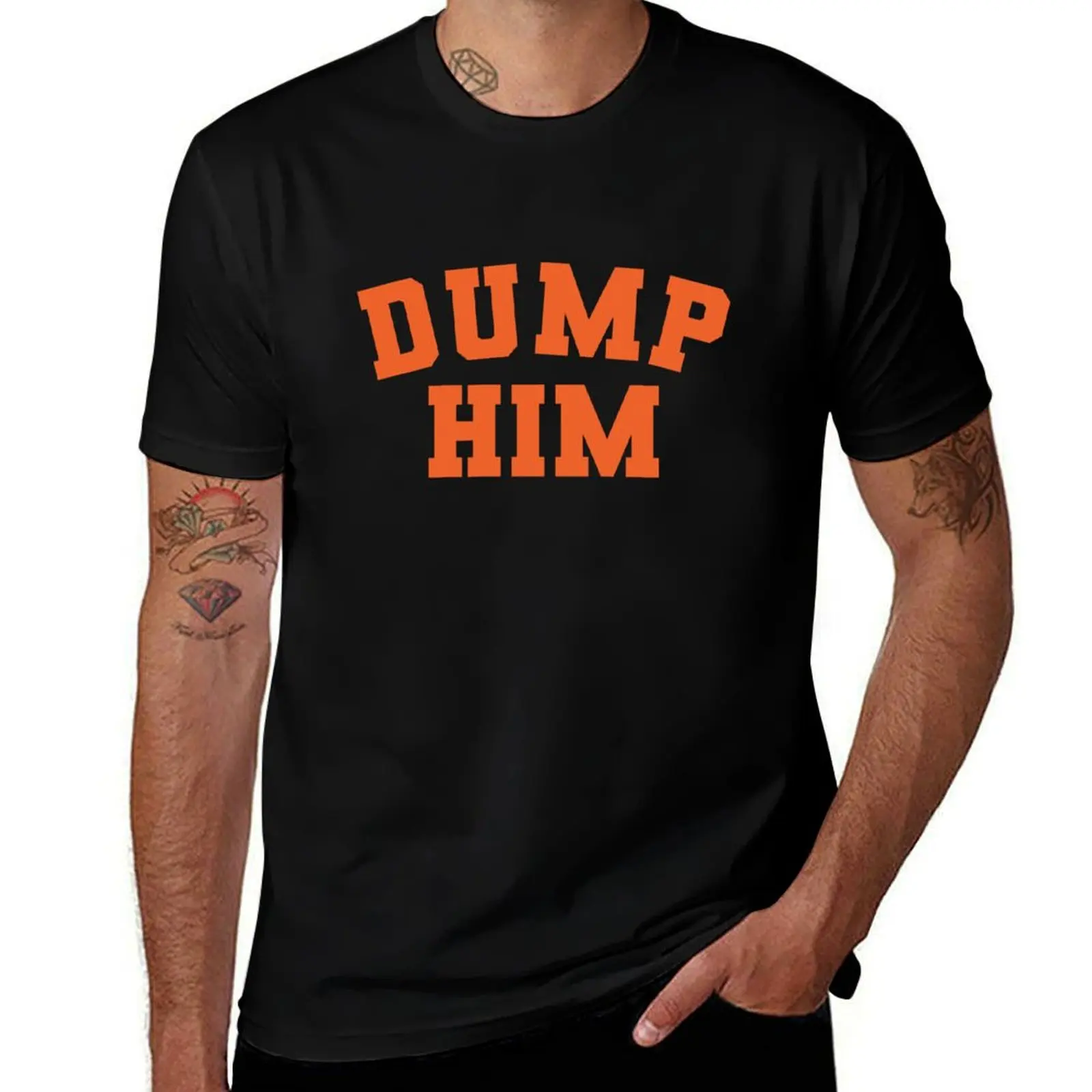 DUMP HIM BS Message Tee T-Shirt oversized graphic tee custom shirt plain black t shirts men