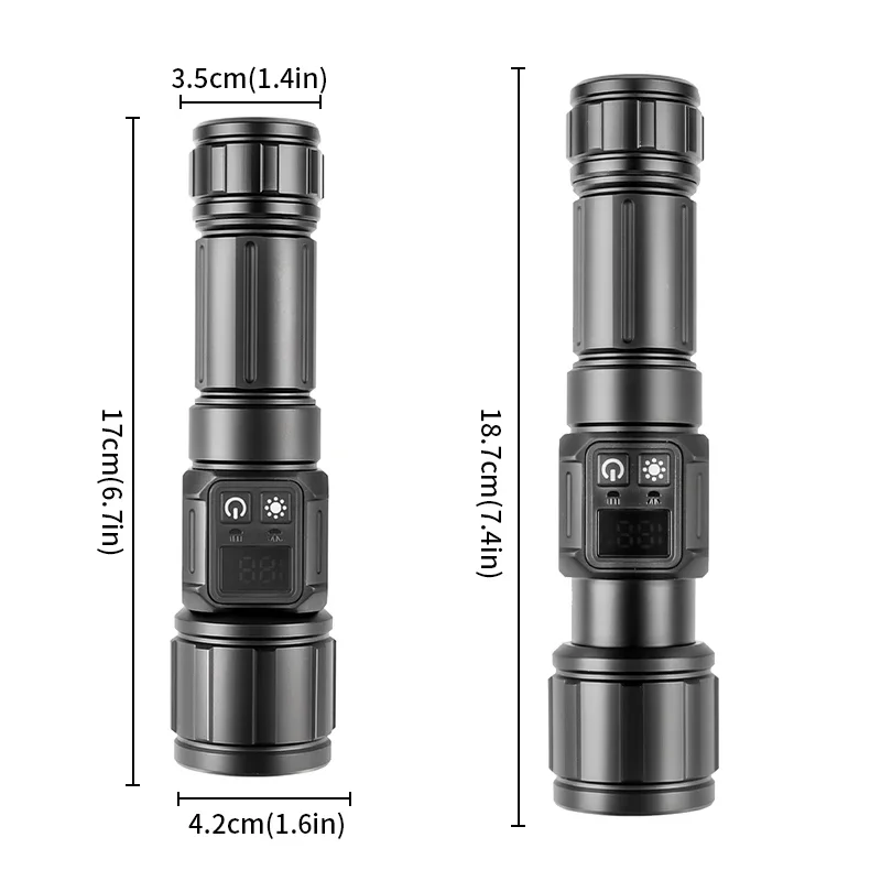 Super strong light long-range flashlight COB digital battery display strong light flashlight tactical light