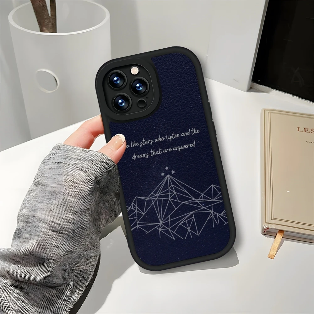 Acotar A Court of Mist and Fury Phone Case Leather Black For IPhone 13 16ProMax 12 15 11 14 Pro Max Mini Plus Soft Silicone