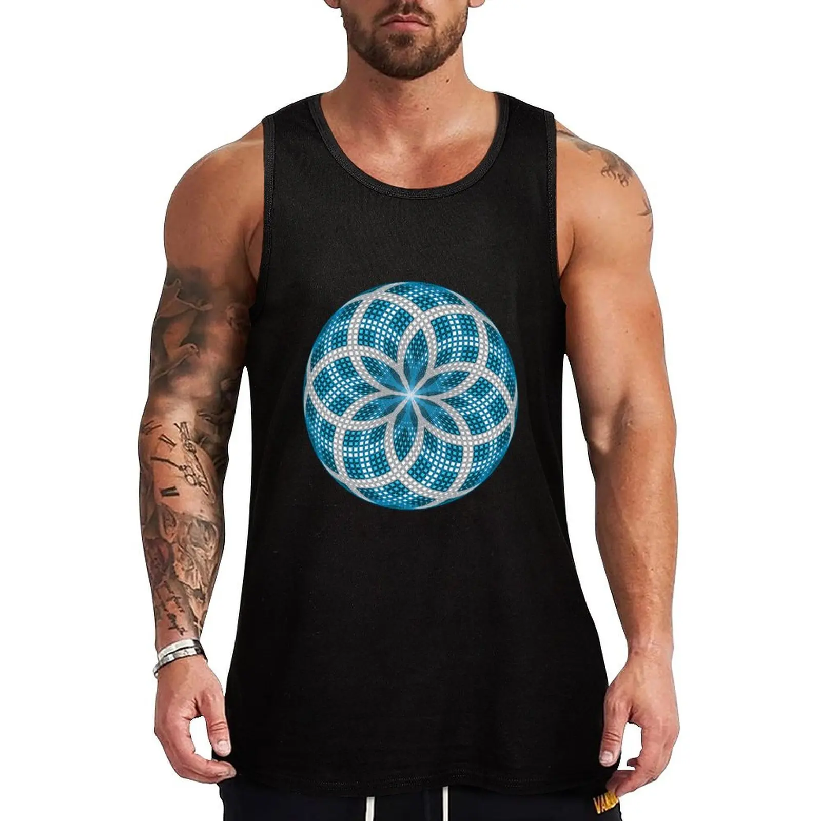 Big Blue Mandala Tank Top best selling products Sports shirt man