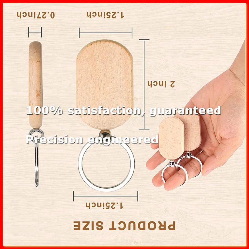110PCS Wood Keychain Blanks, Unfinished Wood Key Tag, Wood Engraving Blanks Key Chain for DIY Crafts-Rounded Square-A79M