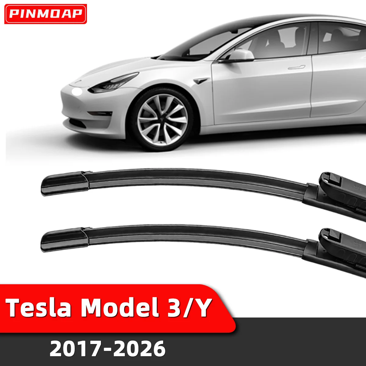 PINMOAP 2 Stück Scheibenwischerblätter Ersatz passend für Tesla Model 3/Y 2016-2024 rahmenlos, geräuschlos, wetterfest, Autozubehör