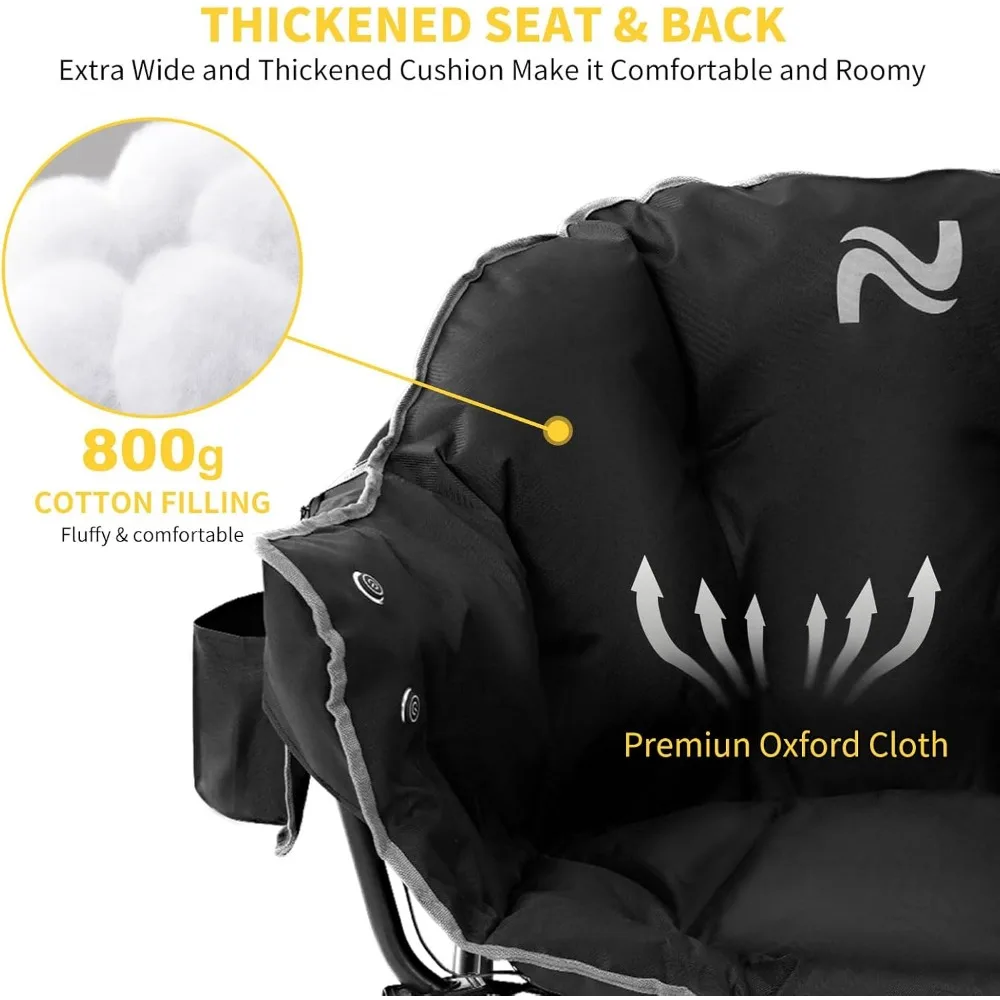 كرسي تسخين خارجي محمول كبير الحجم قابل للطي للبالغين مع 3 مستويات للحرارة، مثالي للتخييم والراحة في الفناء #5