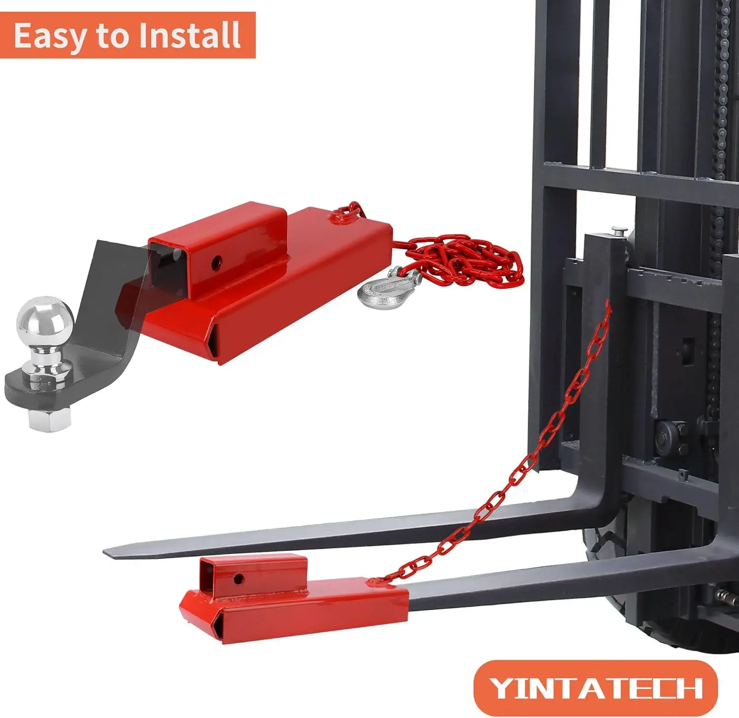 YINTATECH Forklift Hitch Receiver Pallet Fork Trailer Towing Adapter 2inch Extensions Red