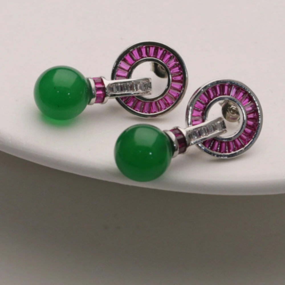 

Wholesale 2025 New Green chalcedony Stud Earrings For Wmen