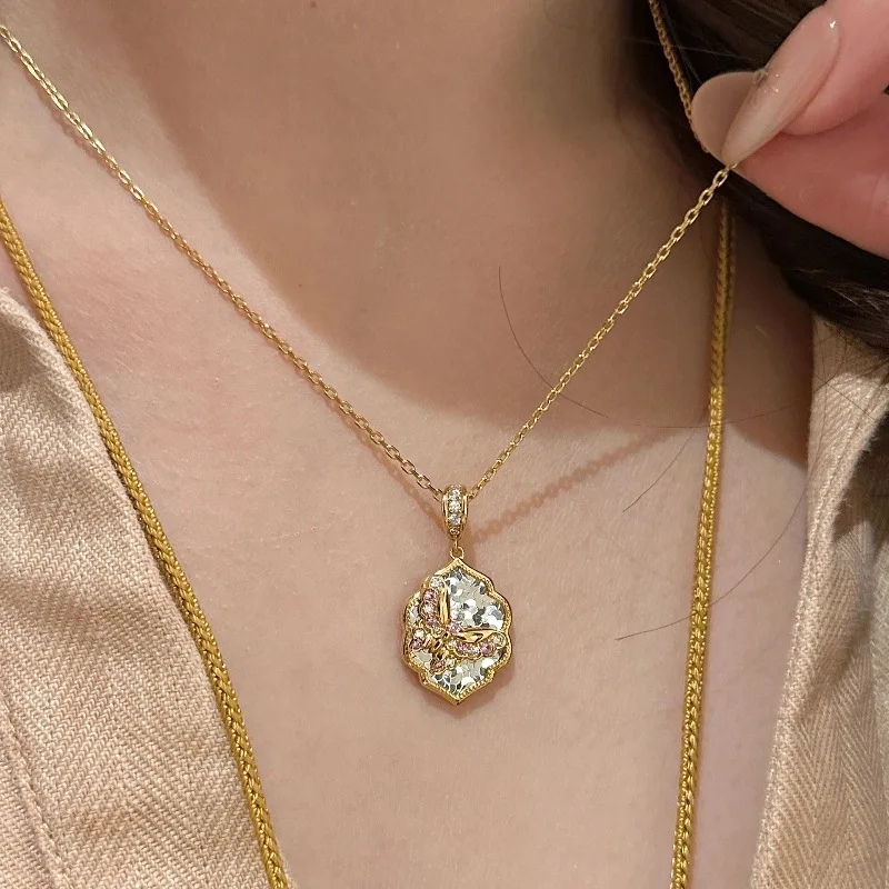 

Легкое роскошное романтическое ослепительное шестиугольное ожерелье-бабочка с бриллиантами, модное элегантное изысканное ожерелье-цепочка на воротнике, свадебные украшения