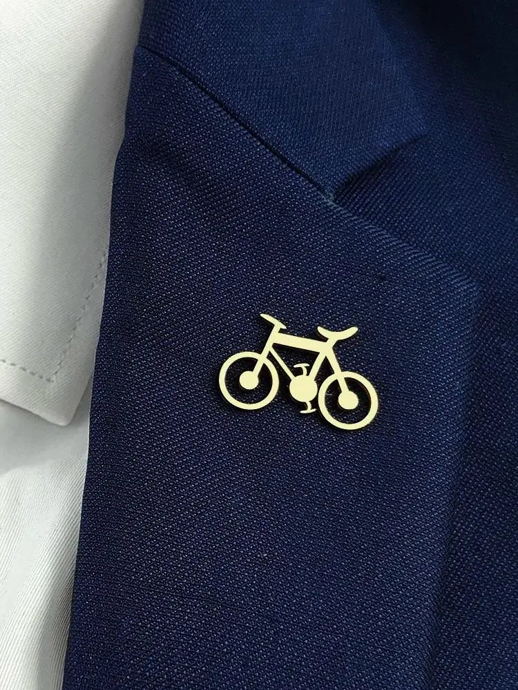 AliExpress NONE New -18K gold-plated stainless steel brooch: bicycle pattern, fashionable lapel pin, gift for friends