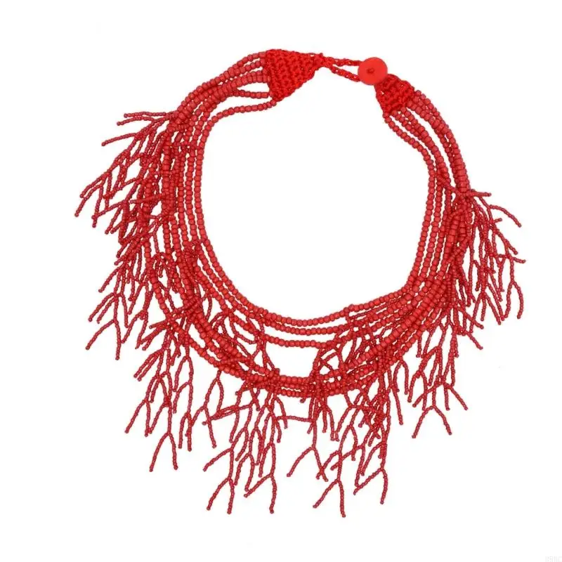 39bc handstrung multistrand colar contas gargantilha colar neckwear jóias perfeito para feminino festival música diária
