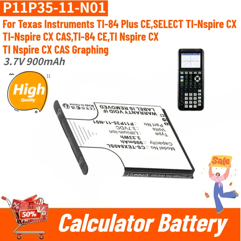 P11P35-11-N01 High Quality Battery 3.7V 900mAh for Texas TI Nspire CX,TI Nspire CX CAS Graphing,TI-84 CE,TI-84 Plus CE Brand New
