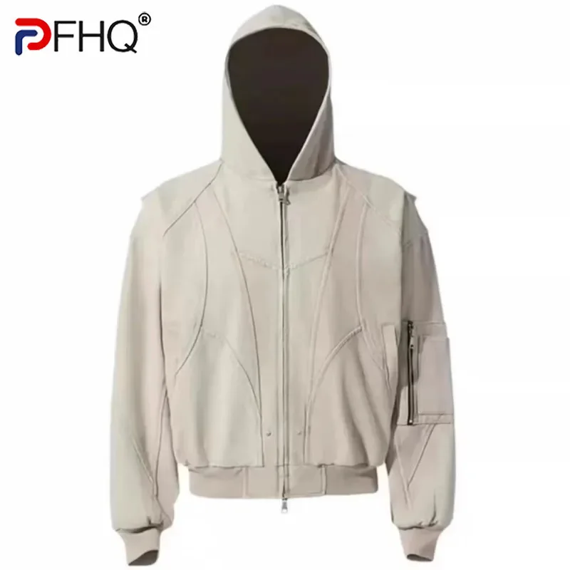 PFHQ-Veste de Travail Américaine pour Homme, Vêtement Décontracté, Couleur Unie, à la Mode, Collection Automne-Hiver, 2024, 24E5445