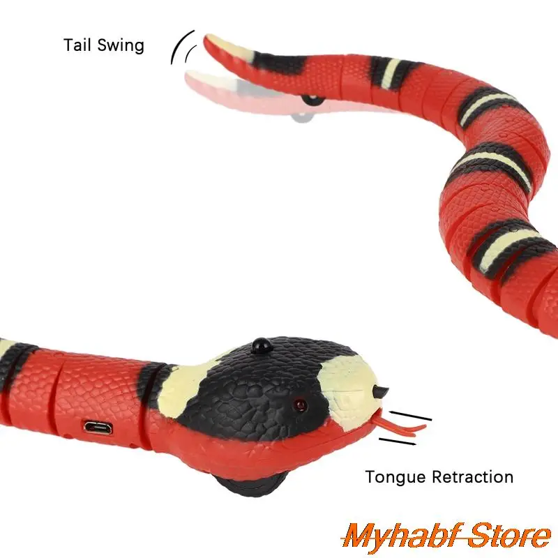 Moving Snake Tease Toy Pet Cat Interactive Simulation Sensing Snake for Teasering Pet Dog Cat Play USB Rechargeable Kids Gifts