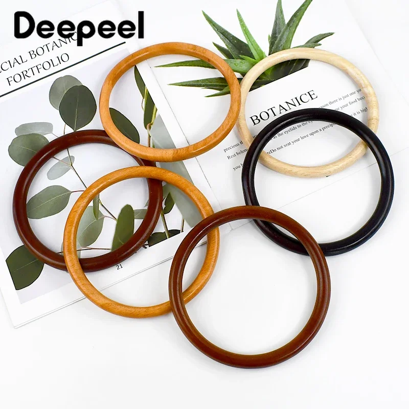 2Pcs Deepeel 11/14cm Solid Wood Handle Wooden Ring Oak Handbag Purse Frames Diy Handmade Bag Sewing Brackets Kiss Clasp Handles