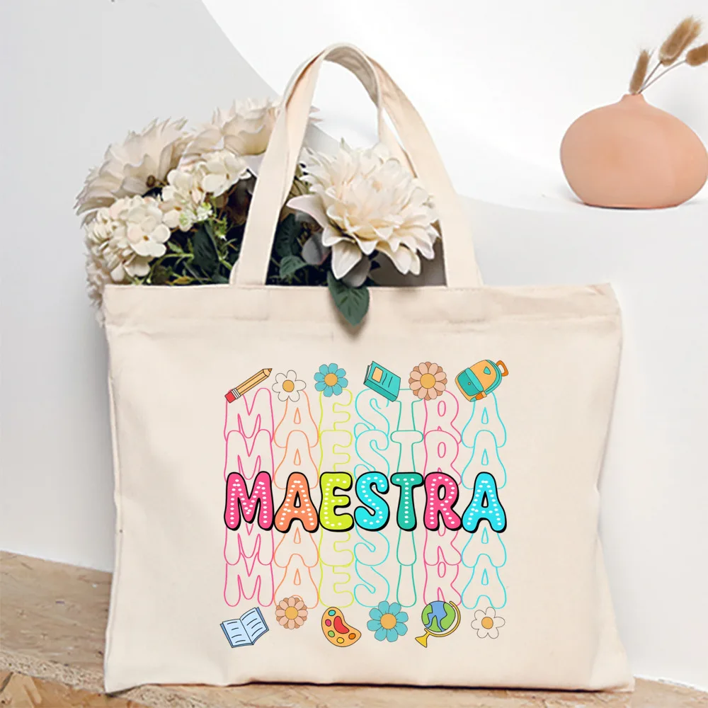 Bolsa de mano con estampado de profesores de español, bolso de viaje y ducha de gran capacidad, portátil, con cremallera, para trabajo de profesores