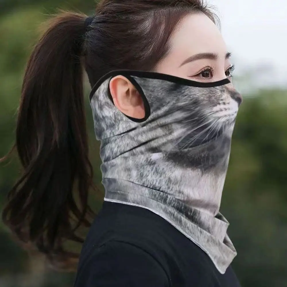 أزياء 3D نمط 3D الحيوان بالاكلافا الحرير الملمس تنفس قناع الوجه غطاء متعدد الوظائف الجليد وشاح حريري في الهواء الطلق #5