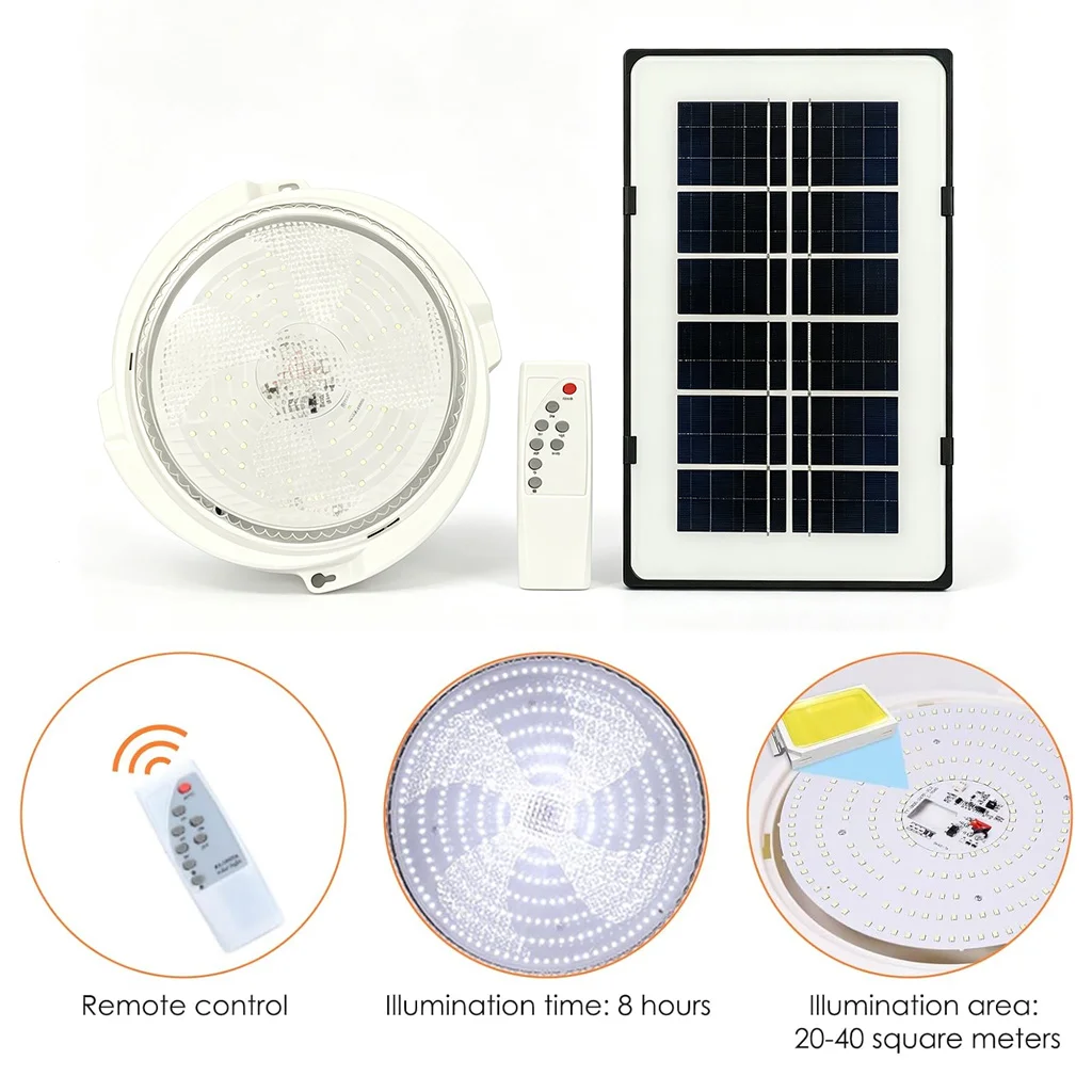 Outdoor Solar Pendant Lamp With Remote Indoor Shed Ceiling Light Automatic Night Light for Porch Lighting Fixture for Corridor