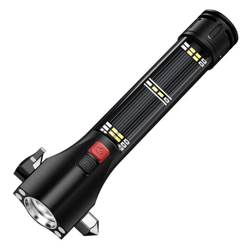 Fire Multifunctional Broken Window Flashlight, Safety Hammer, Emergency Solar Energy Sound Alarm, Car Escape Flashlight