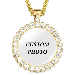 Collier photo personnalisé, sphère circulaire en croissant de croix, théâtre l avec une variété de choix, cadeaux pour amis