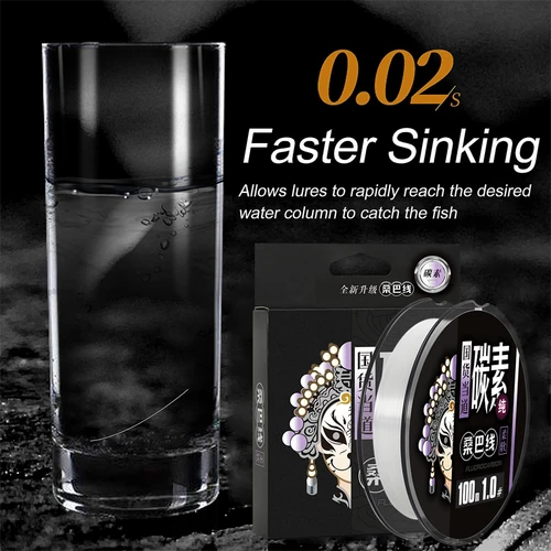 Imagen 2 del producto Zukibo 50/100M Línea de pesca 100% fluorocarbono Línea líder de alta calidad Línea de pesca de fibra de carbono transparente japonesa súper fuerte 2-84 lb Línea de hundimiento rápido altamente resistente a la abrasión