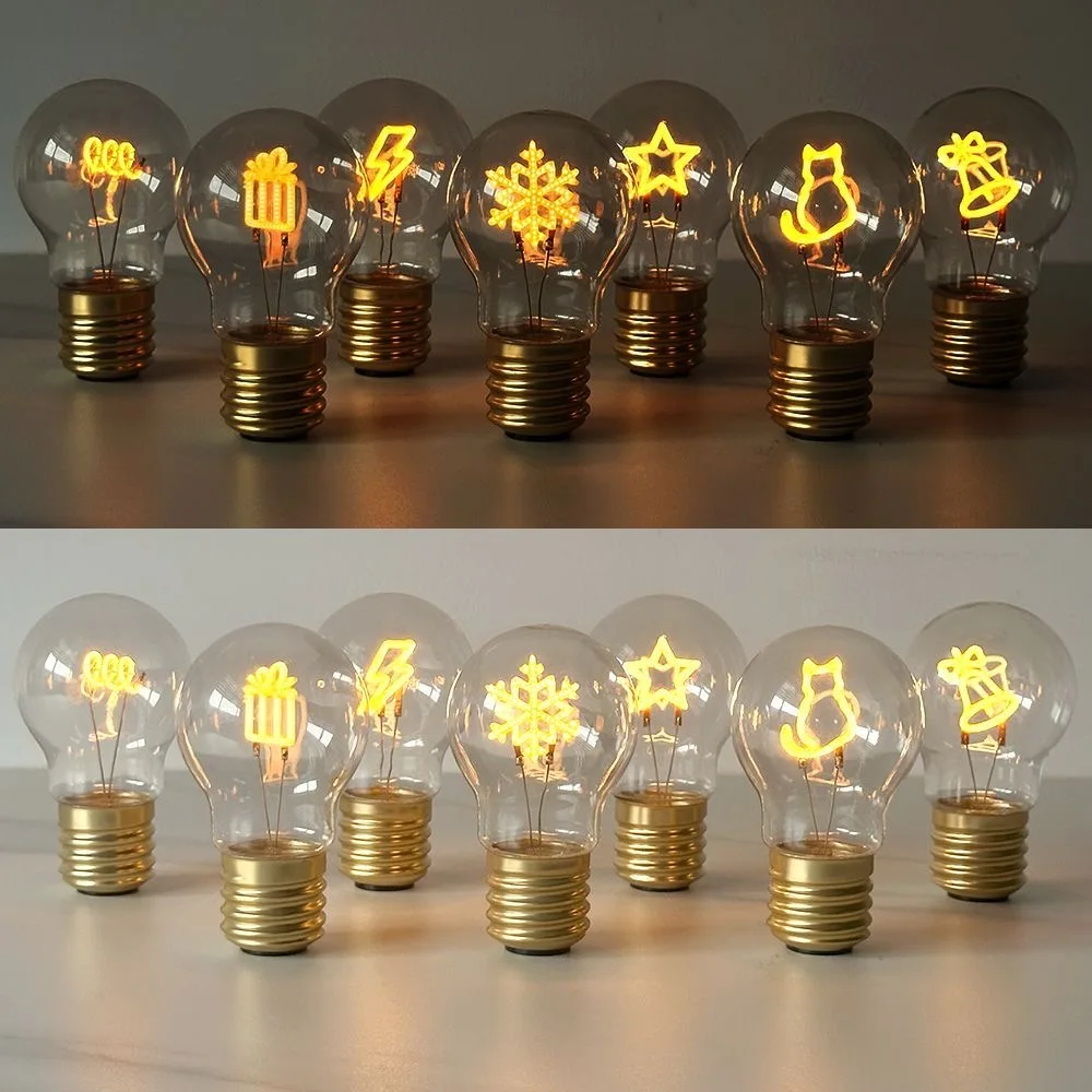 A70  5V Use 5-10Hours Edison cartoon Shaped Bulb Christmas Decoration LED Charging Light Bulb Color Portable Night Light