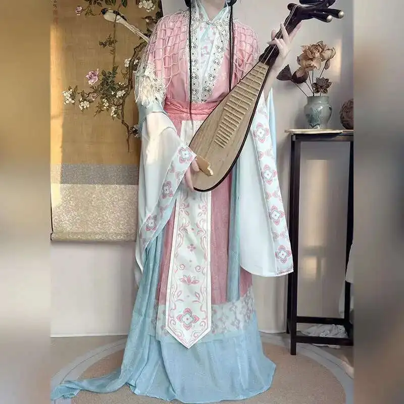 مجموعة NewHua Bai [Xuan Feng] Wei Jin Style استعادة خالدة Hanfu تحسين الإناث الملابس التقليدية الخريف/الشتاء