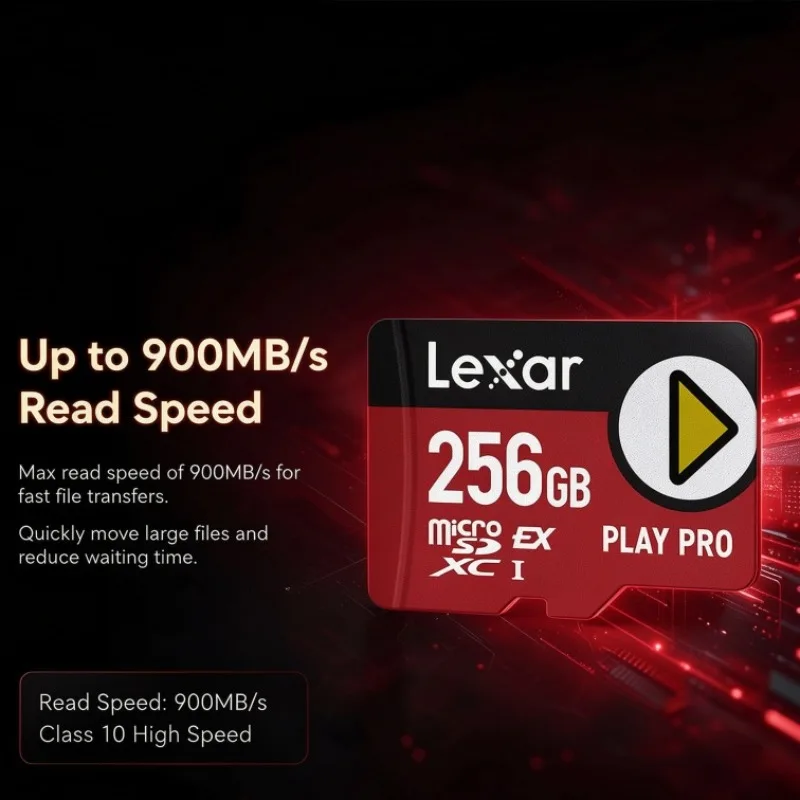 Lexar PLAY PRO MicroSDXC Express Card 256GB 512GB 1TB Max 900MB/s V30 U3 C10 A2 High Speed Memory Card 600MB/s for Action Camera