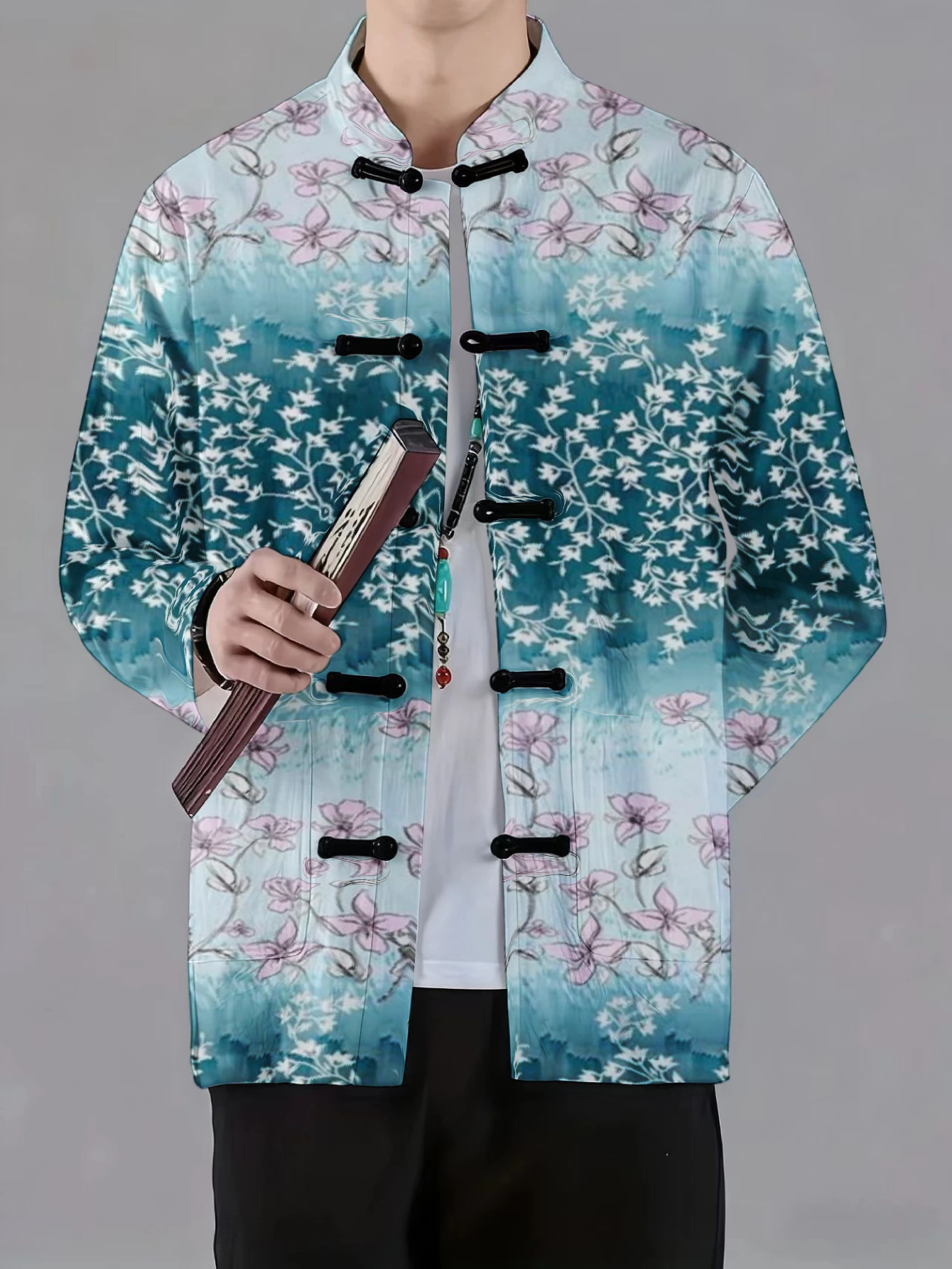 Men Men Mandarin Collar Frog Button Jacket Heart Dot Floral Tribal Abstract Art Print Traditional Outerwear - Aliexpress Deal