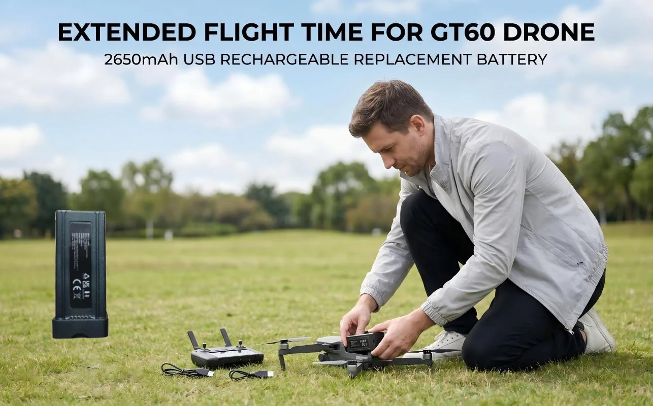

3.7V 2650mAh Li-po Replacement Flight Battery USB Chargeable Spare Accessory For GT60 GPS Drone