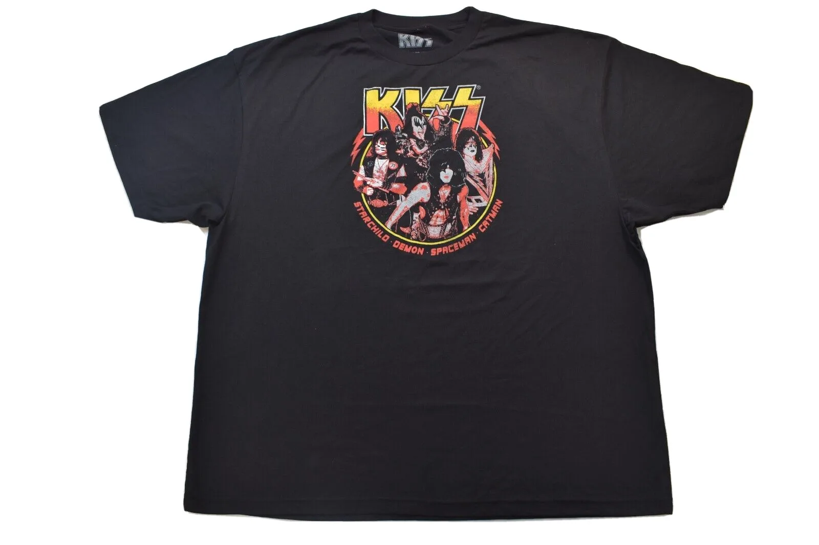 Kiss Mens Big Tall Starchild Demon Spaceman Catman Black T Shirt New 4Xlb