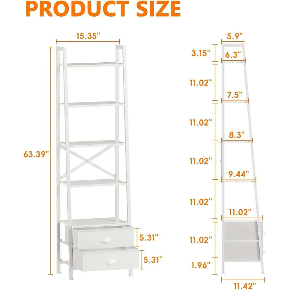5-poziomowy regał metalowo-drewniany z szufladami, kompaktowe miejsce do przechowywania w domu i biurze