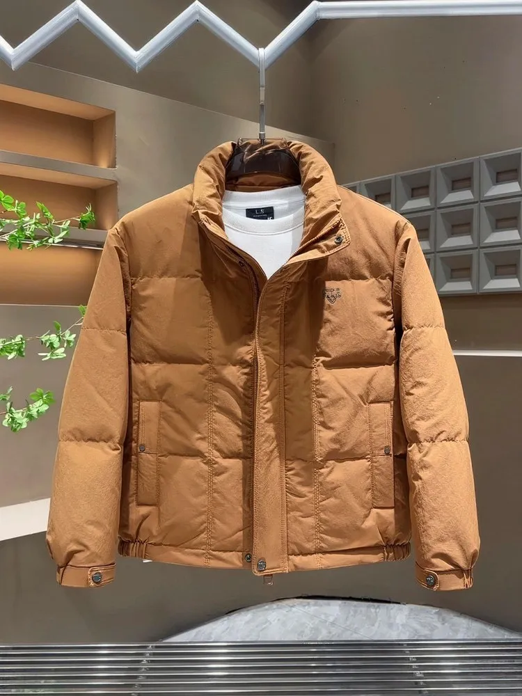 

Men's Casual Stand Collar down Jaet Winter New Sle Warm White Du down Lightweight Luxury Polyester Fiber Zipper Closure