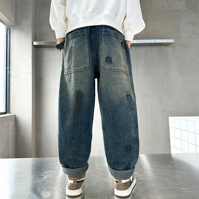 Cool Kids Printed Jeans for Teenage Boys Casual Denim Pants Children Fashion Jeans Trousers Age 5 6 7 8 9 10 11 12 13 14 Years