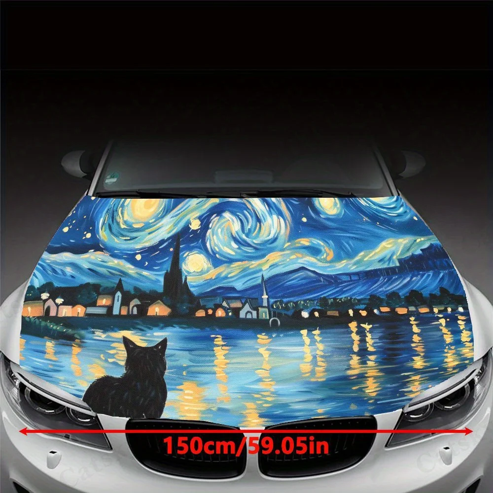 Sad Cat Print car hood stickers, waterproof self-adhesive, scratch resistant, easy to stick, durable car PVC stickers, car decor