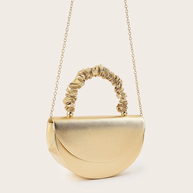 

Glitter Pleated Clutch Bag for Women Elegant Bridal Wedding Evening Bag, Detachable Chain for Party, Banquet, Prom, Cocktail