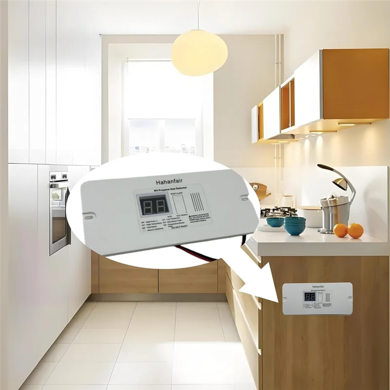 Sistema de alerta de segurança de gás propano AT28-Motorcoach, preto, com alarme alto de 85Db, DC 12V, projetado para Rvs