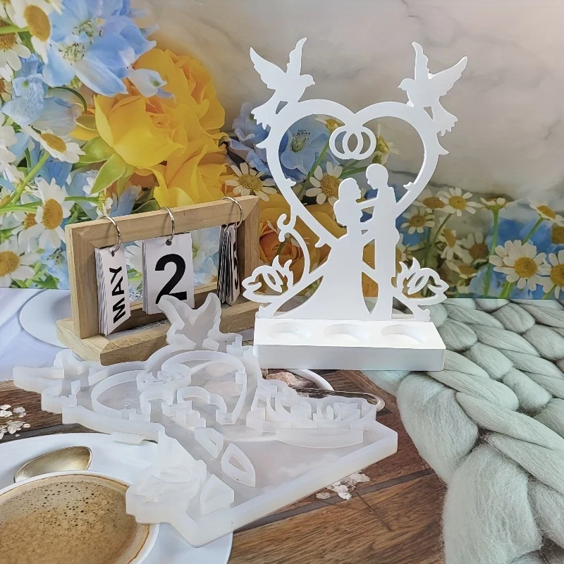 

Wedding Couple Heart Mold for Resin Crafts, Romantic Silhouette Candle Holder, DIY Gift