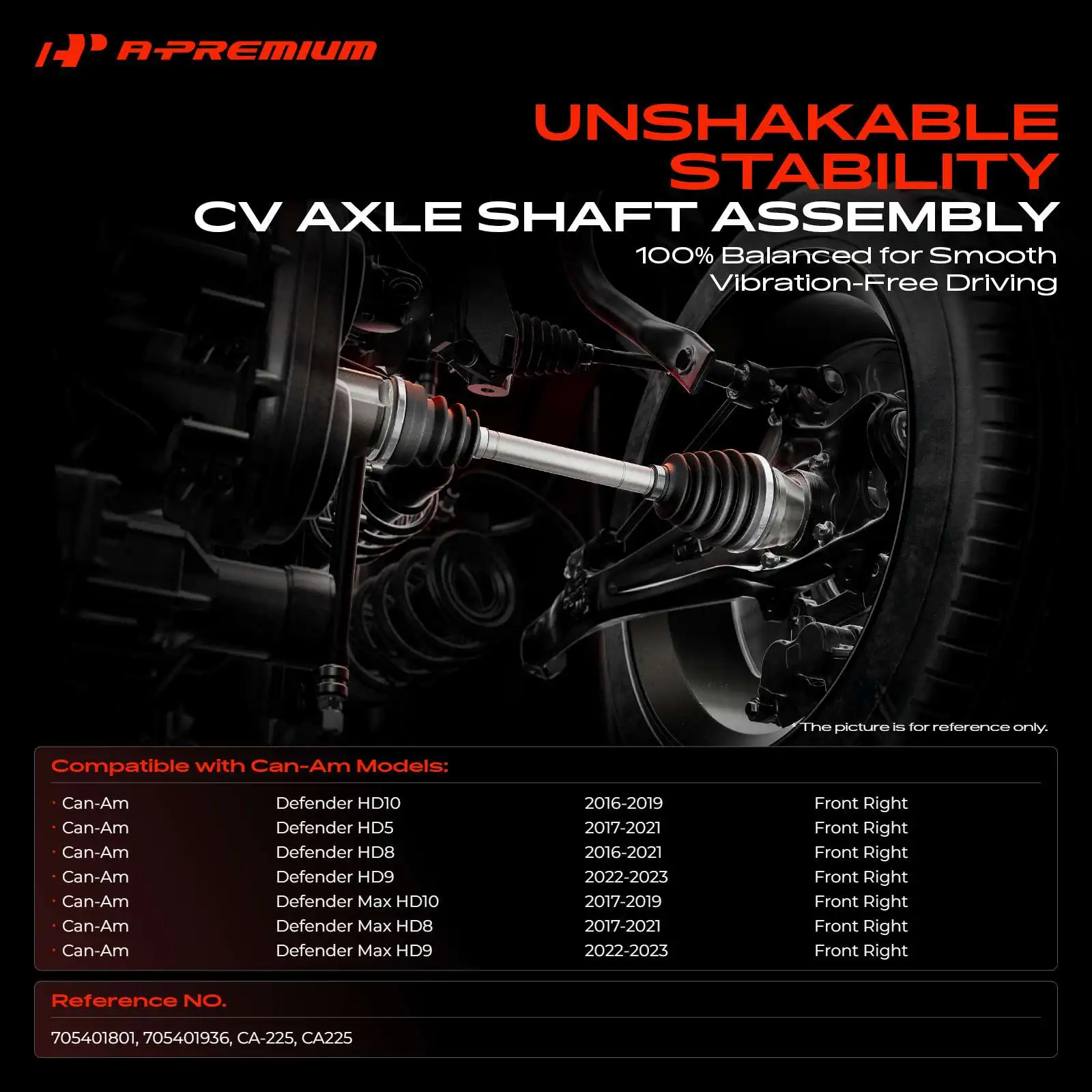 A-Premium Front Passenger Side CV Axle Assembly for Can-Am Defender HD5 2017-2021 Defender HD8 2016-2021 Defender HD9 2022-2023