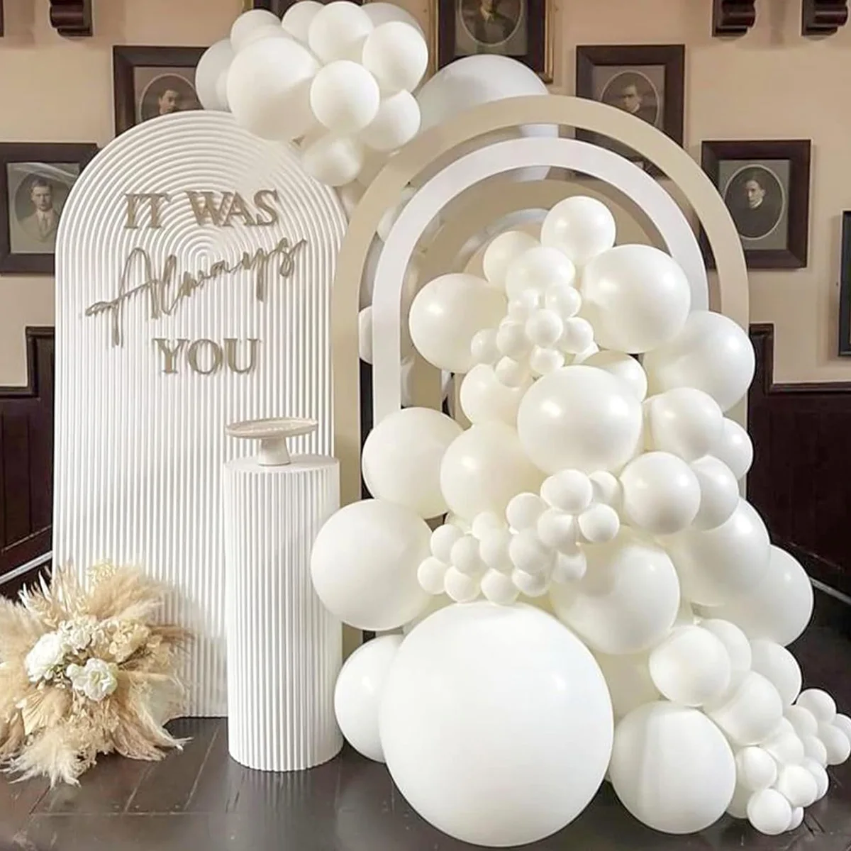 White Balloons Garland Arch Kit 109pcs Anniversary Birthday Party Graduation Wedding Engagement Prom Bridal Shower Decorations