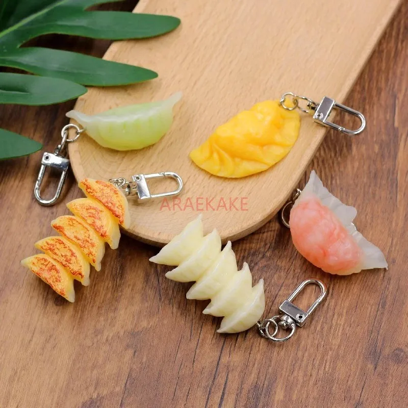 1pcs Simulation package pendant food dumpling egg dumpling fried dumpling small Wonton key ring chain model gift