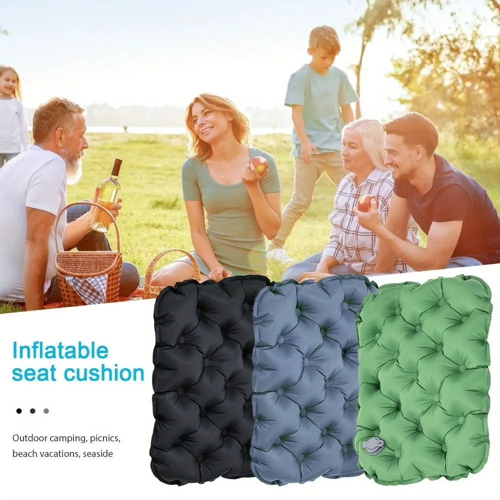Portable Inflatable Seat Cushion Lightweight Waterproof Camping Chair Air Mat Quick Deflate Moisture Resistant Sitting Pad