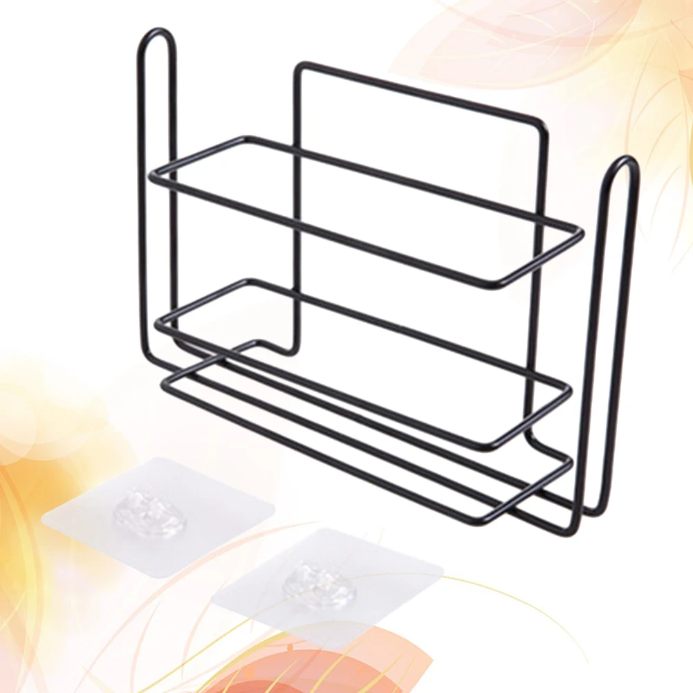 

Multilayer Kitchen Hanging Shelf Plastic Film Storage Rack Refrigerator Side Wall Organizer Sidewall Fridge Holder Black Iron