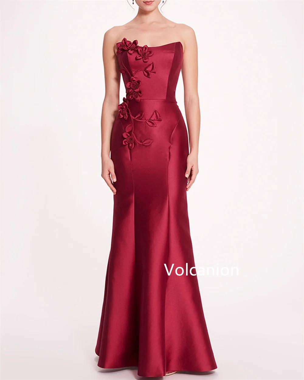 Gaun Panjang Tanpa Tali Terompet Applique Charmeuse Kustom Acara Malam Dipesan Lebih Dahulu Indah Sederhana Kualitas Tinggi