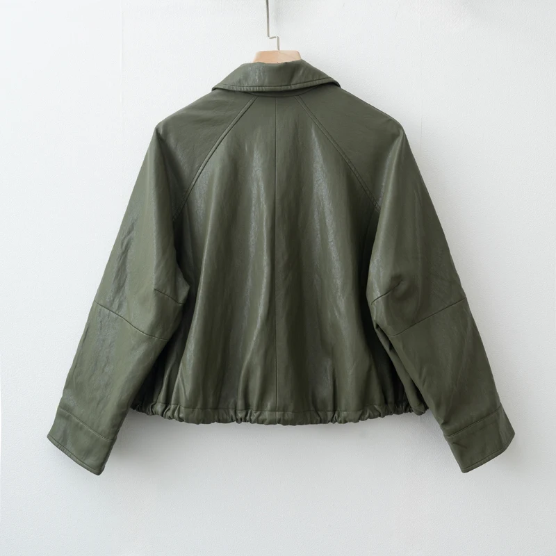 2025 Women's Fall PU Leather Jacket with Adjustable Waist