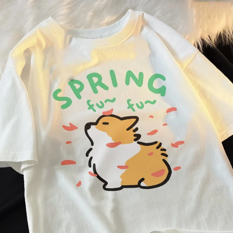 

Cartoon Cute Cat and Dog Pattern Fun Men's Tshirt Loose T-Shirt Tees Street Cool Short Sleeved Women Clothes Harajuku