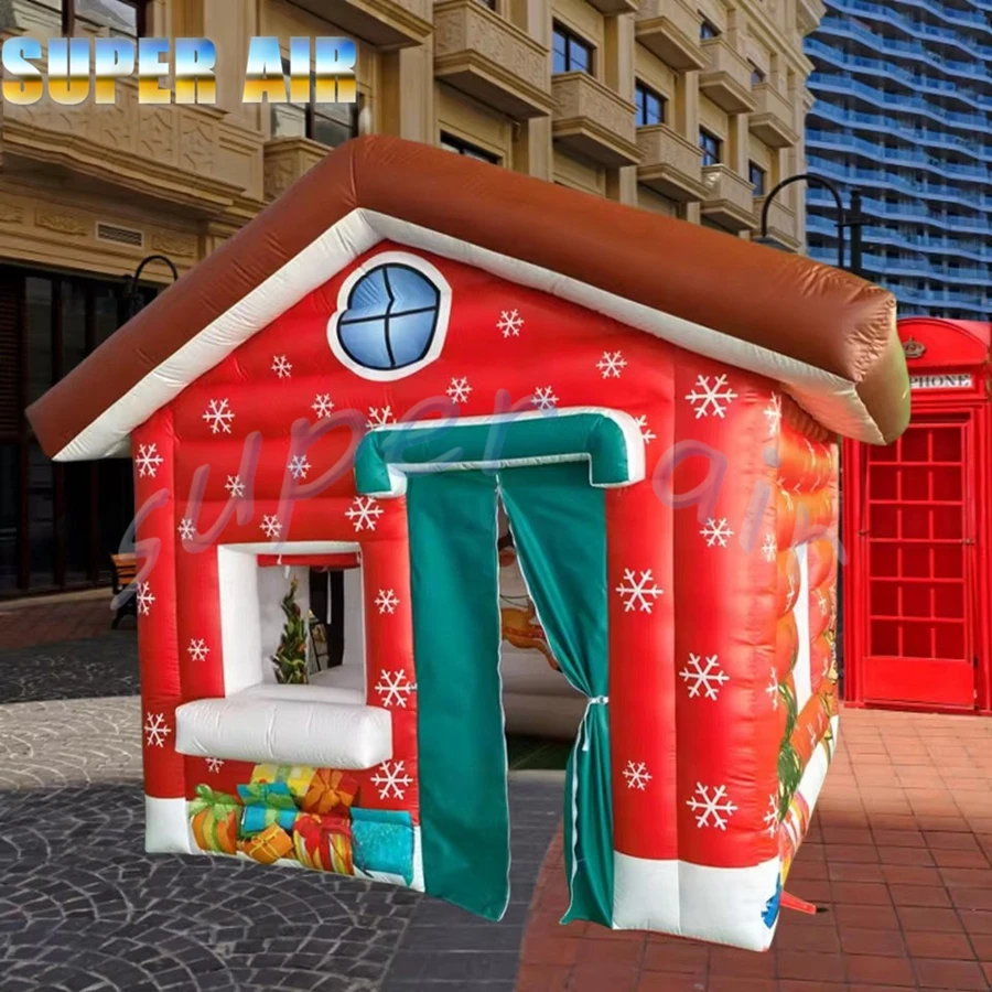 Decoración de celebración navideña, tienda cuadrada inflable, hermosa casa navideña inflable para fiesta