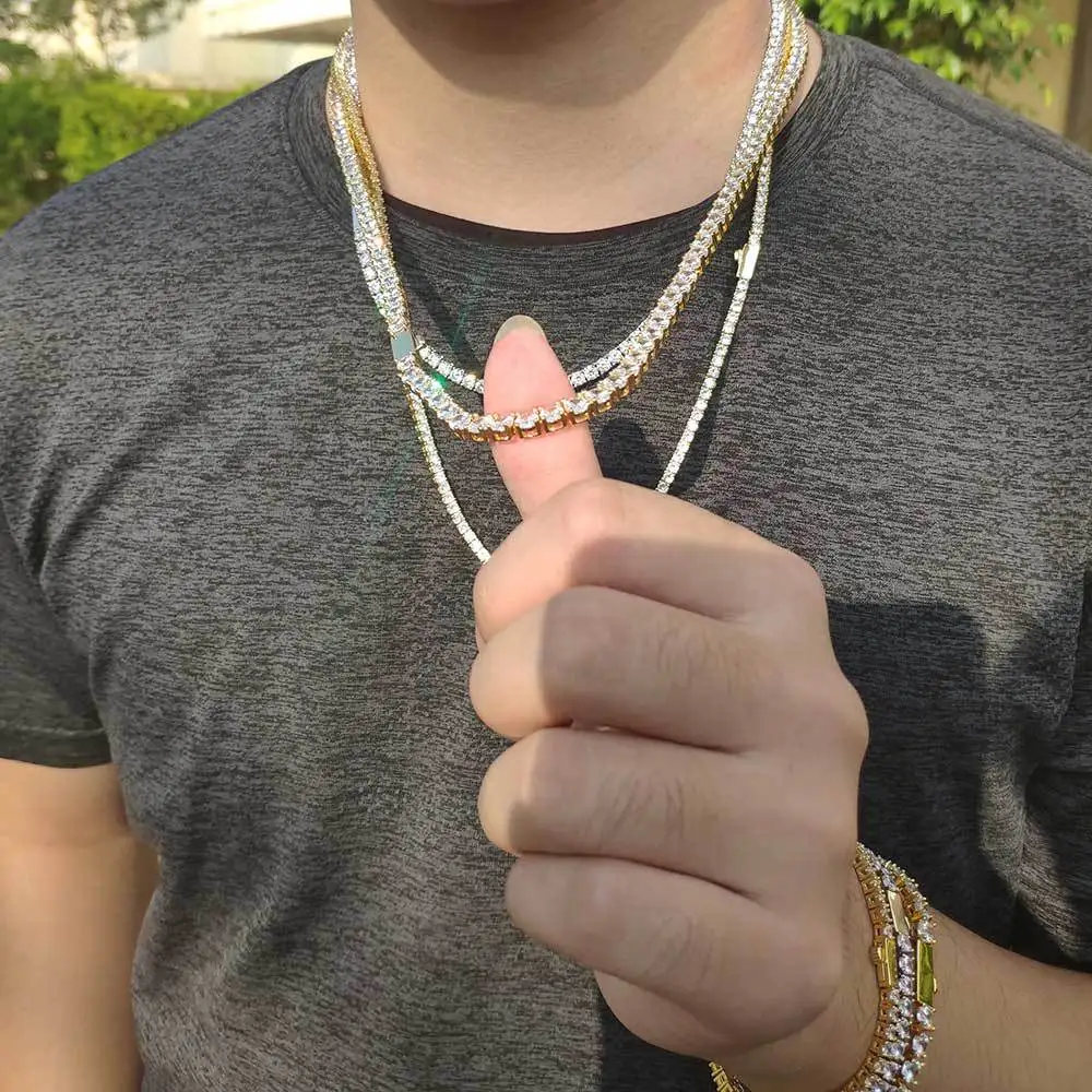 

Новая роскошная весенняя пряжка, блестящая теннисная цепочка, ожерелье для мужчин в стиле хип-хоп Iced Out Bling CZ, золото, серебро, цветное ожерелье, ювелирные изделия для рэпера