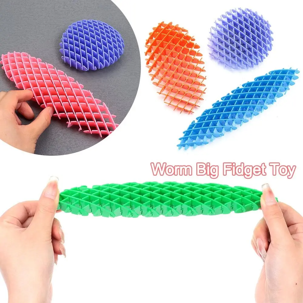 Sensory Stress Anxiety Relief Worm Big Fidget Toy Decompression Toy Retractable 3D Printed Elastic Mesh Great Gift for ADHD