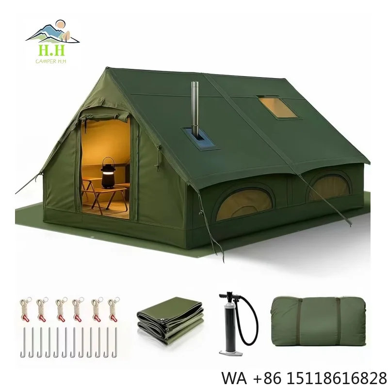12㎡ Inflatable Camping Tent 300D 420D 600D Oxford Fabric Luxury Outdoor Glamping Tent Supplier For Europe Market